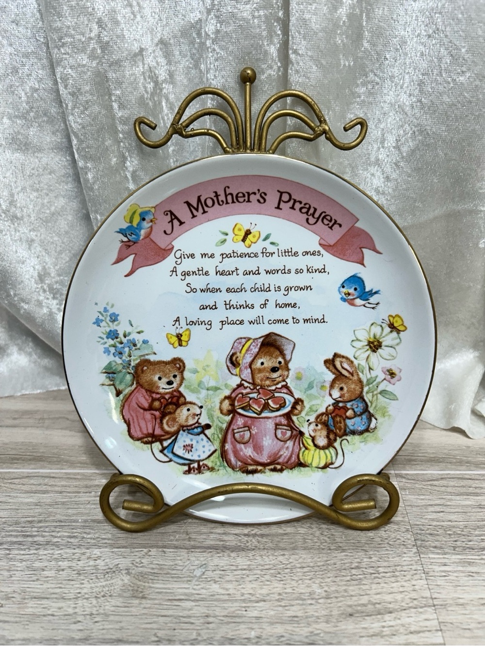 Vintage 1990 A Mother’s Prayer Porcelain Plate Heirloom Editions w/ Stand